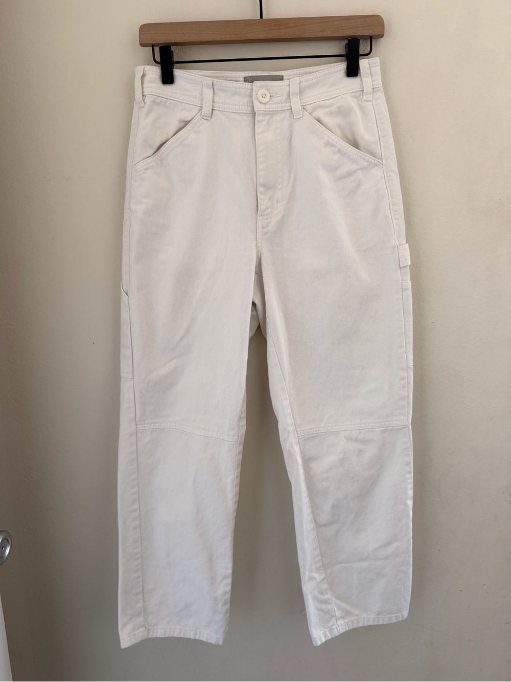 Everlane White Relaxed Utility Carpenter Pants Patch Pockets Cotton Twill Size 6